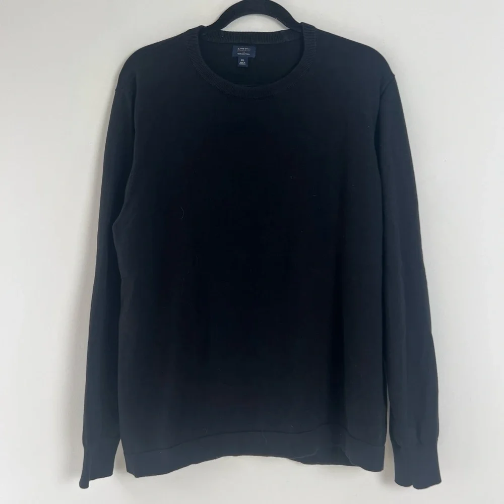 J. Crew Factory Men's Black‎ 100% Cotton Crewneck Sweater-Tee Preppy Classic XL